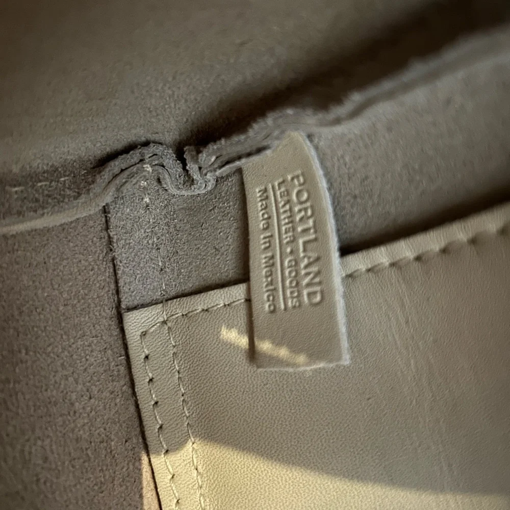 Cream Leather Satchel Bag with Detachable Strap